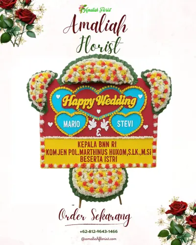 Karangan Papan Bunga Pernikahan di Trasan